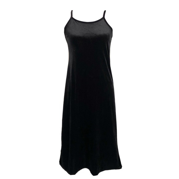 Amy Byer Vintage 90s Dress Black Velvety Grunge Y2K Sheath Tank Midi - Picture 1 of 7